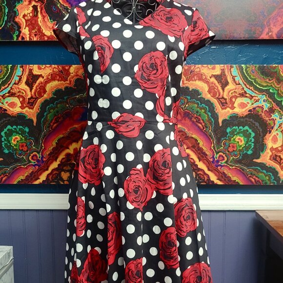 Dressystar ~ Sz S ~ Full Circle Flare Skirt ~ Rose Dress ~ Excellent/New Condion - Picture 1 of 7